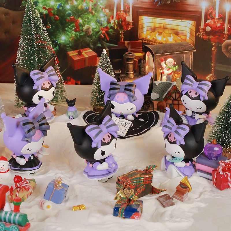 SANRIO Set 6 Mô Hình Đồ Chơi Nhân Vật Hoạt Hình kuromi kuromi q