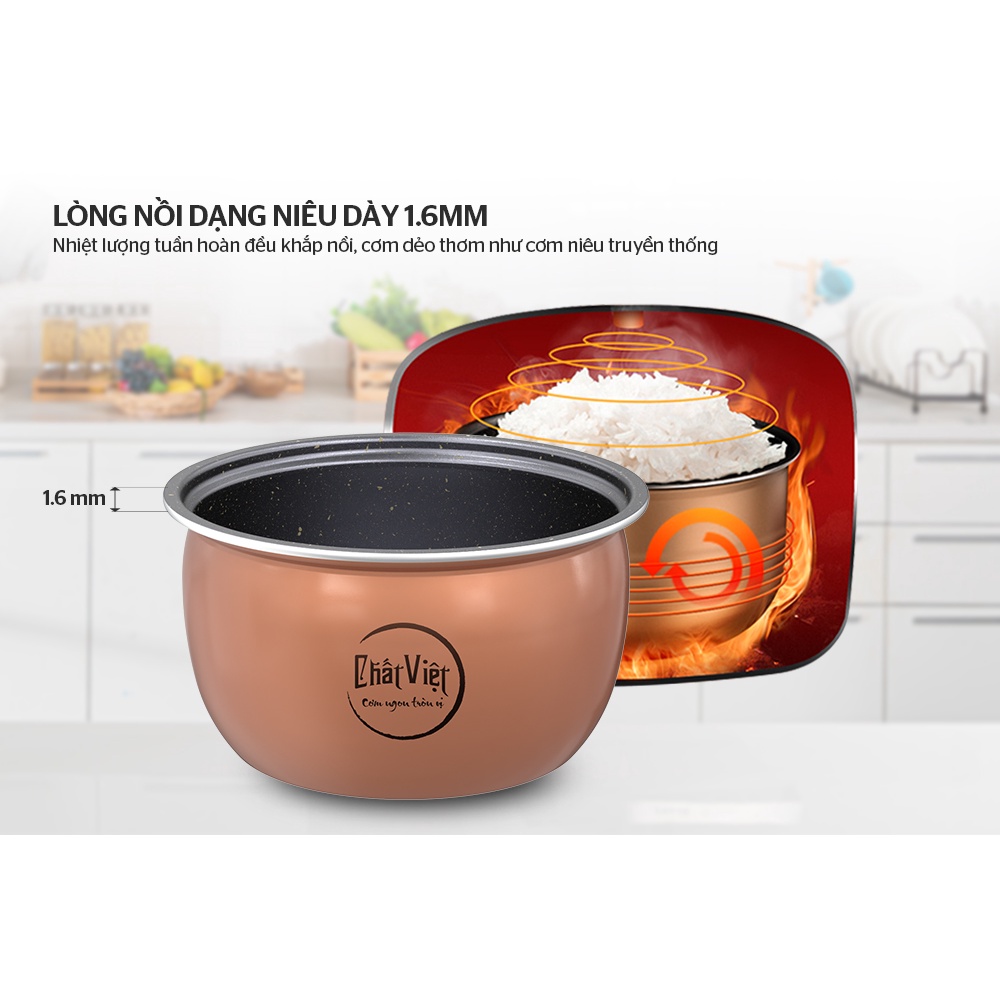 Nồi cơm điện chính hãng cao cấp 1.8 lít Sunhouse SHD8627, lòng niêu nấu cơm ngon, bảo hành 12 tháng