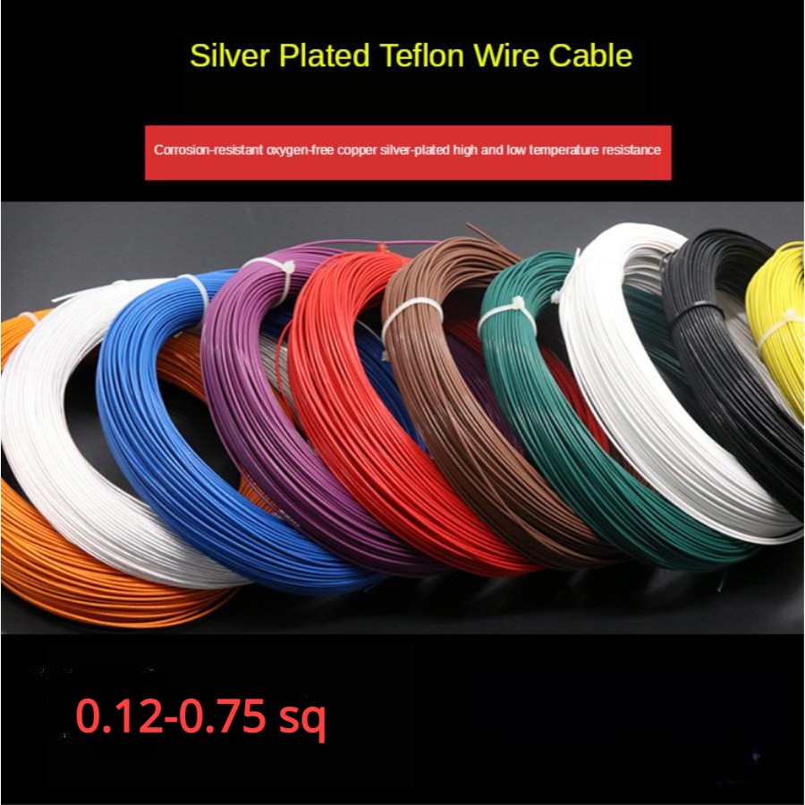 Cuộn Dây Cáp Tín Hiệu ptfe teflon Mạ Bạc 5M  Chịu Nhiệt Cao