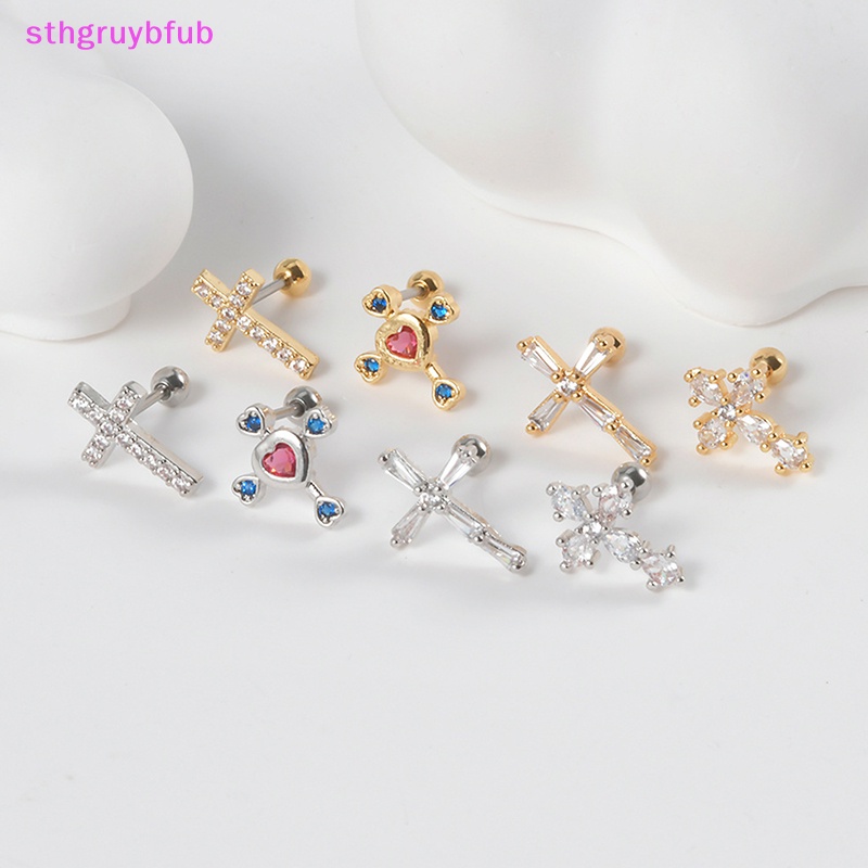 Sthb 1 Bông Tai Chữ Thập Đính Đá zircon Cho Nữ vn