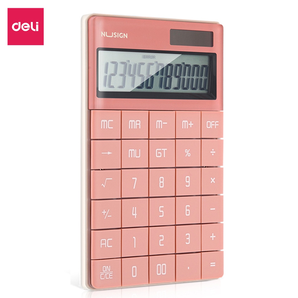 Máy Tính Để Bàn Cao Cấp Deli - 12 Số Hiển Thị - Pin Năng Lượng Mặt Trời - Máy Tính Nhỏ Gọn Cho Văn Phòng Làm Việc NS041