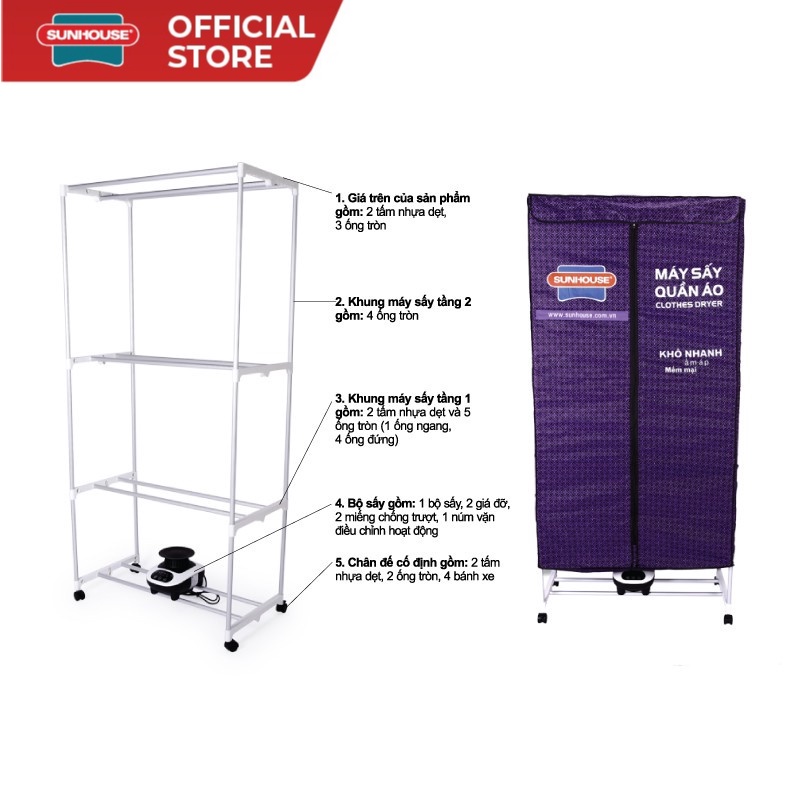 Máy sấy quần áo Sunhouse SHD2707 , HÀNG CAO CẤP , BÁN CHẠY NHẤT TẠP ĐOÀN