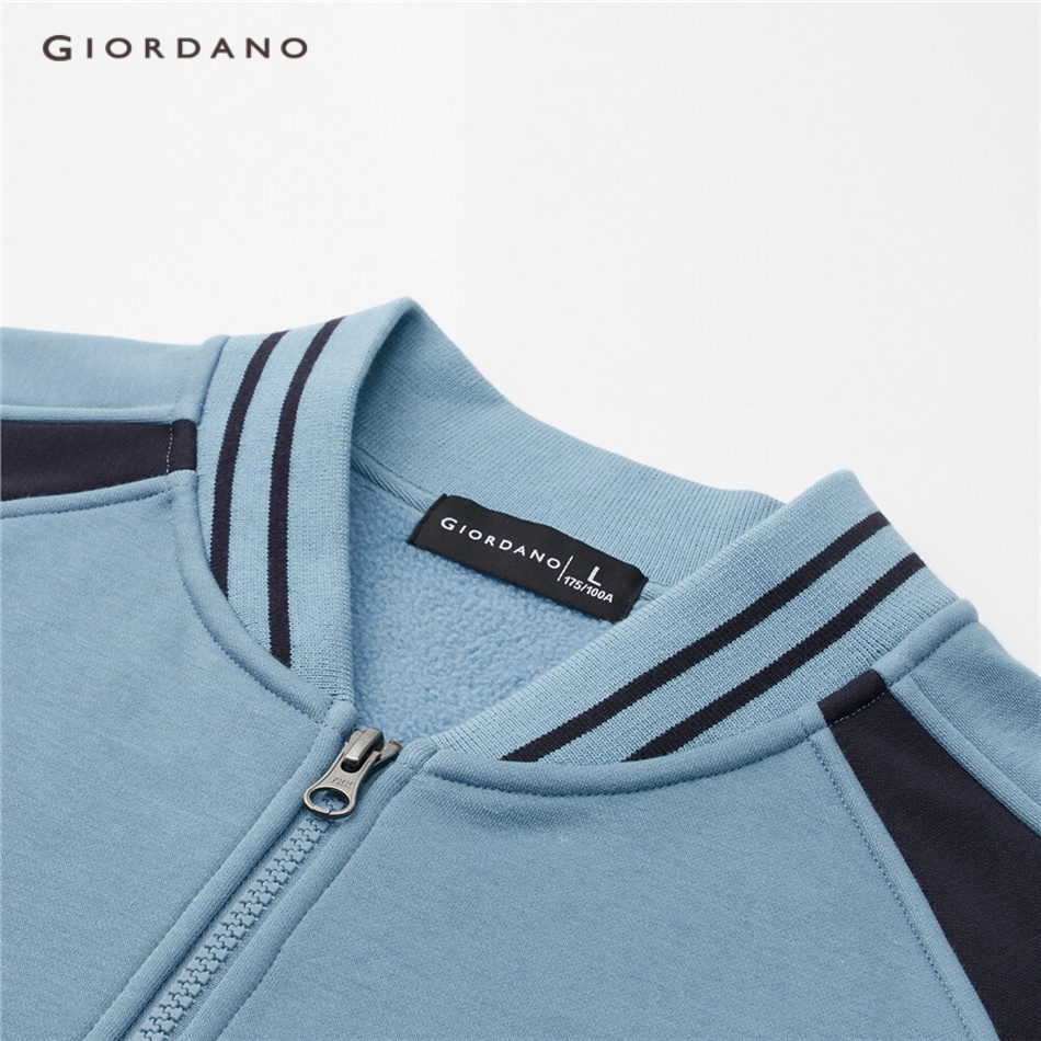 GIORDANO MEN Contrast color raglan sleeve fleece bomber jacket 01073859