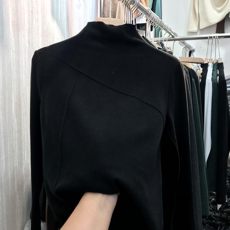Áo Thun Tay DàI Cổ Cao MàU Trơn Đơn GiảN Cho Nữ m-3xl