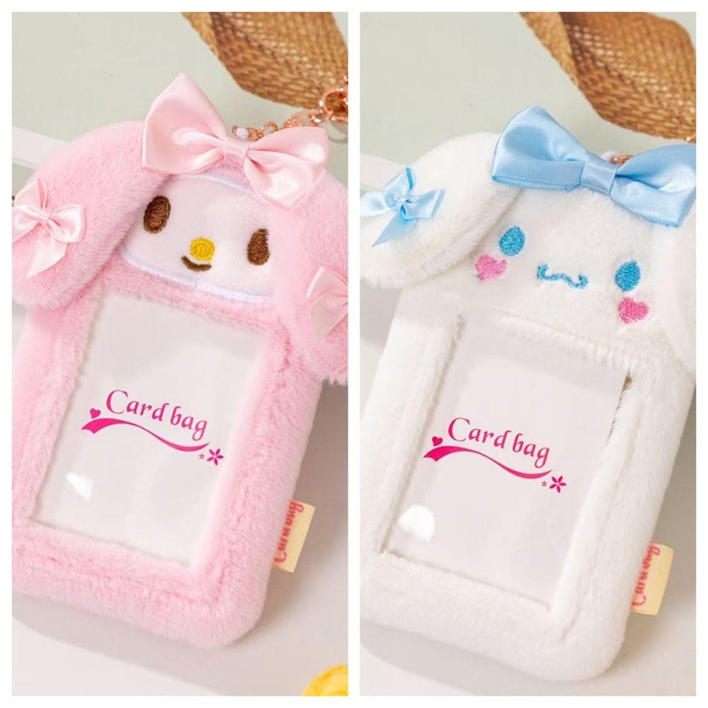 Giá Đỡ Thẻ id / Thẻ Xe Buýt Bằng Vải Bông Phong Cách Hàn Quốc ins Kèm Móc Khóa Bảo Vệ