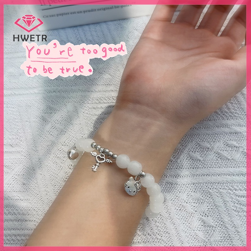 SANRIO Hwtr Vòng Tay Chuỗi Hạt Hợp Kim Hình hello kitty Thời Trang Ngọt Ngào Cho Nữ Mới