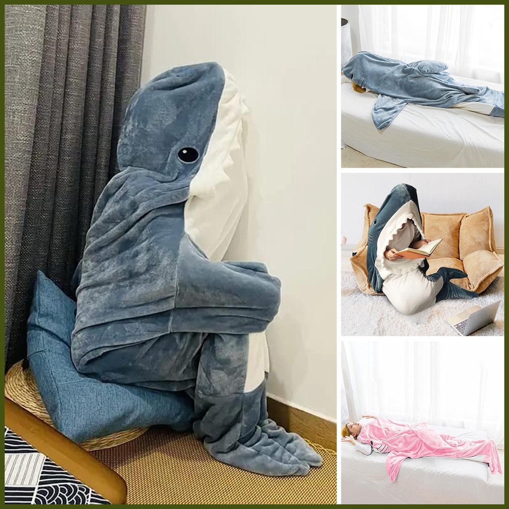 Chăn Liền Thân Hóa Trang Cá Mập Hoạt Hình onesie Đáng Yêu Có Mũ Trùm Đầu Cho Trẻ Em Và Người Lớn tongvn