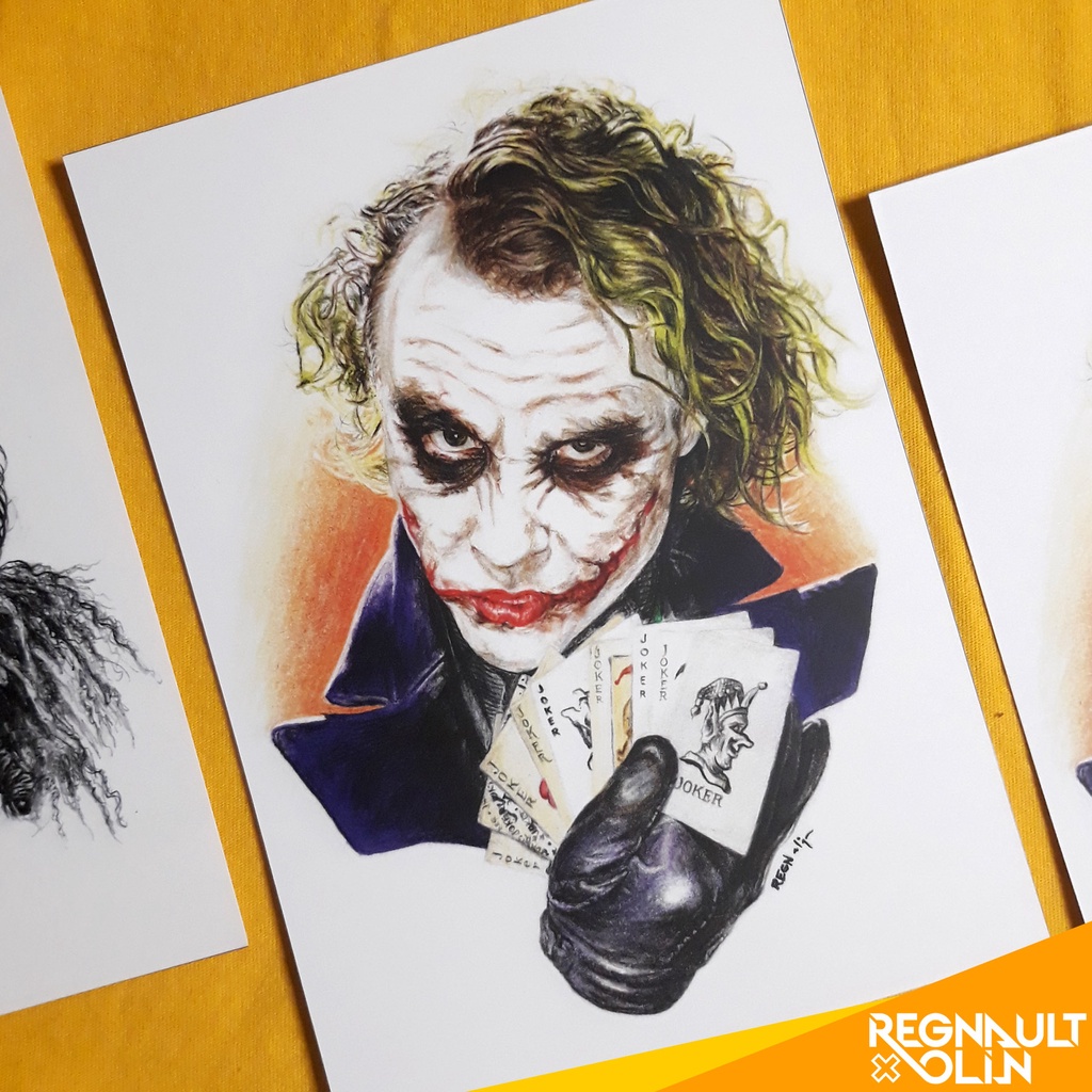 FREESHIP ⭐️ POSTCARD Heath Ledger's Joker Art Print - Khổ A5 - Giấy Cứng Không Phai - Mặt Sau Viết T