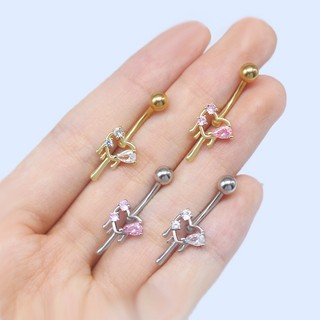 Khuyên Rốn Hình Nơ Trái Tim Đính Đá zircon