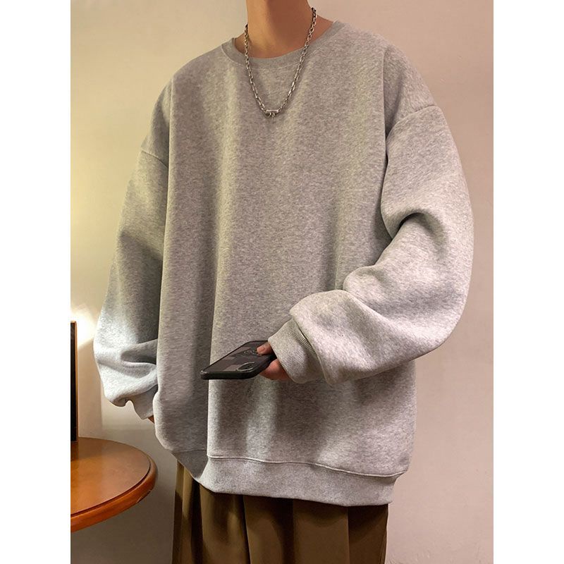 Áo nỉ cổ thuyền trơn Màu Phong Cách Mỹ Thời Trang Thu Đông Mới Dành Cho Nam