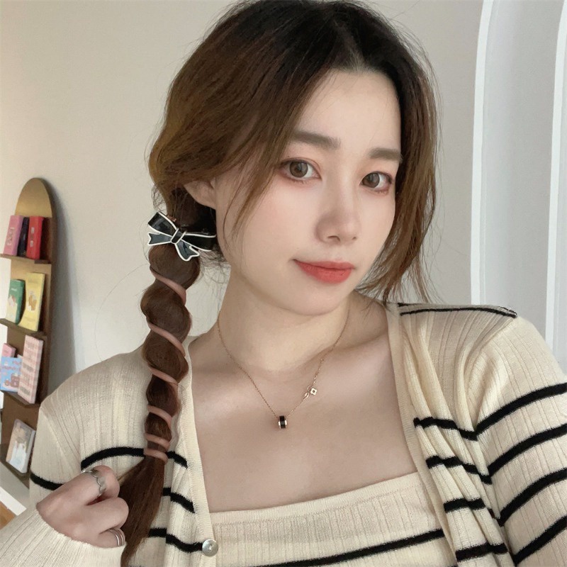 1 Dây Buộc Tóc Cao Su Co Giãn Đính Nơ Dễ Thương Cho Nữ