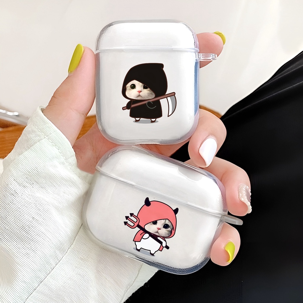 Ốp tai nghe Airpods pro 2 mèo đôi vỏ bảo vệ tai nghe airpods ốp airpod case airpods 1 2 3 dẻo trong suốt