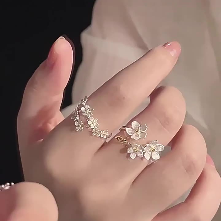 Thời Trang Nhẫn Hở Mạ Bạc Hình Bông Hoa Phong Cách Hàn Quốc Dành Cho Nữ