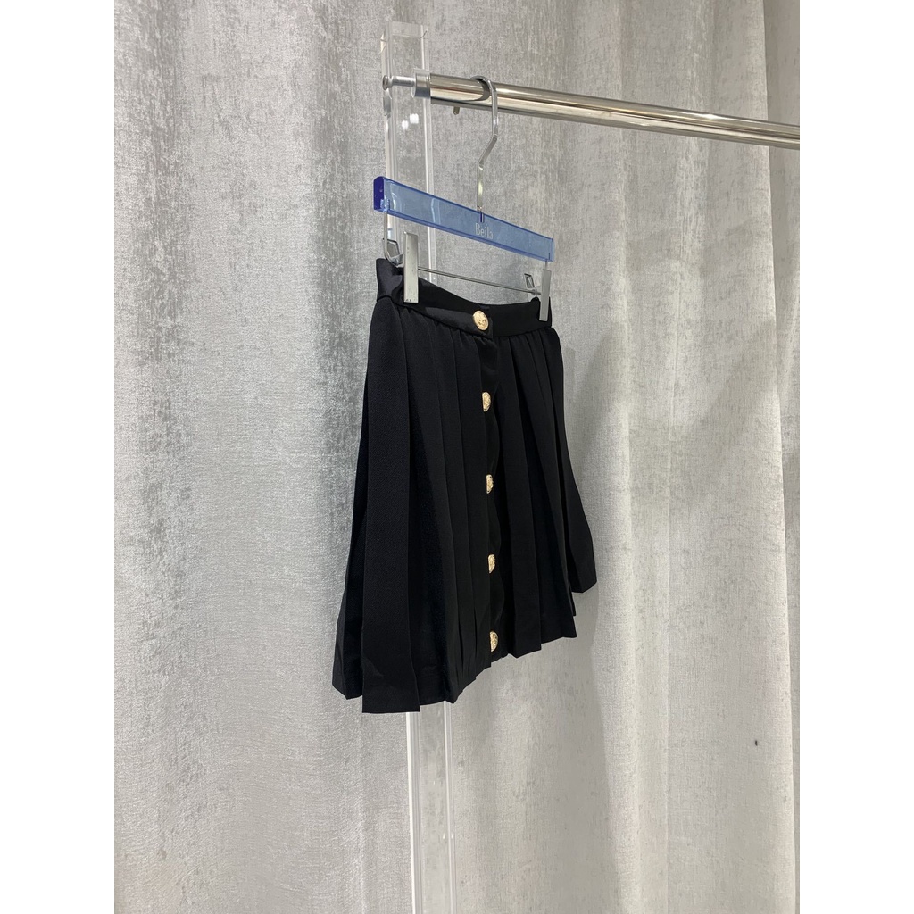 23 Early Autumn New socialite style button decoration high waist pleated A- line fashionable all-match skirt
