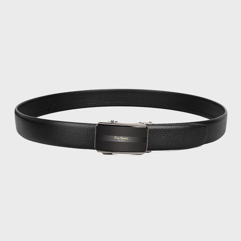 Thắt lưng nam / dây nịt nam da thật Pierre Cardin J2A826Z-981239A chính hãng vân chìm kẻ ngang khoá tự động sang trọng