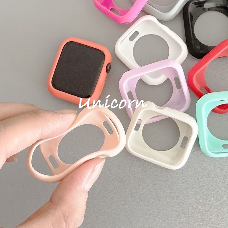 Ốp Bảo Vệ Bằng Silicon Mềm Màu Kẹo Cho apple watch 9 8 7 6 se 5 4 8 ultra 2 45mm 42mm 38mm 44mm 40mm 41mm