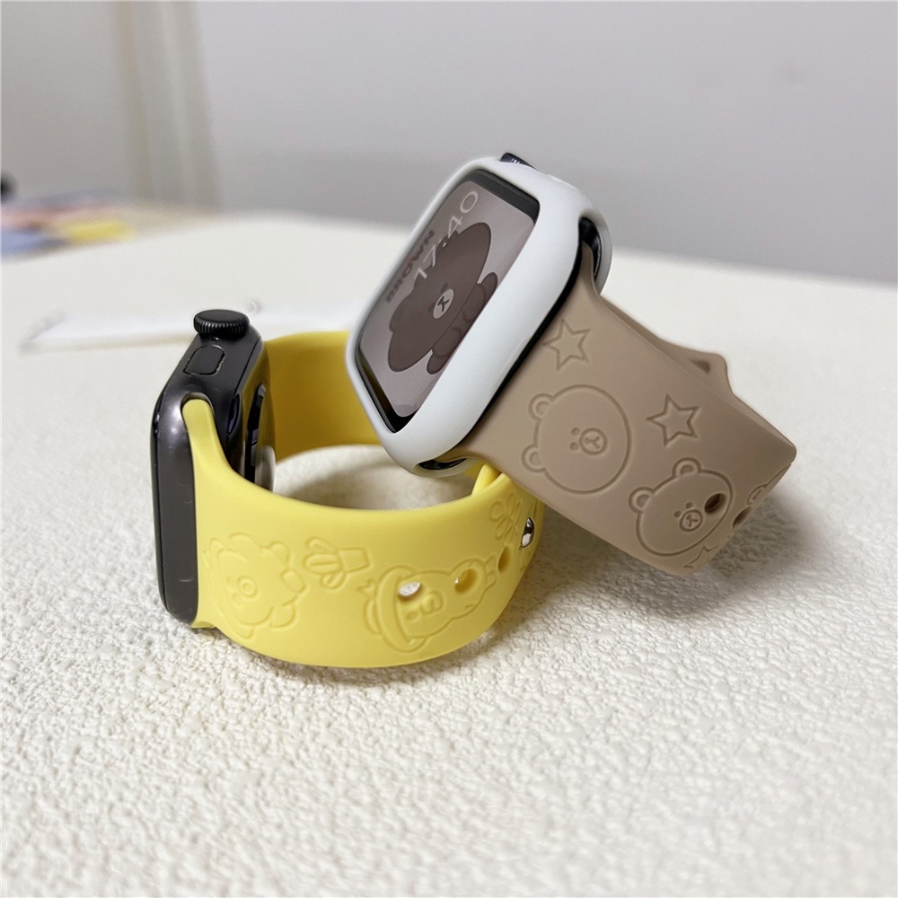 Hoạt Hình Dây Đeo Đồng Hồ 3d Hình Gấu brown / Thỏ cony Cho apple watch ultra 49mm s9 s8 series 7 se 6 5 4 3 2 1
