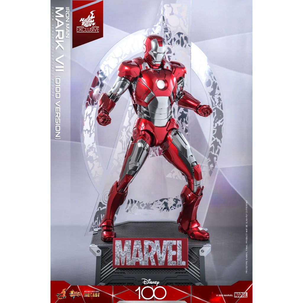 Hàng đẹp Mô hình Hottoys 1/6 MMS-696 D100: Iron-man Mark 7 D100 version cực chất tặng xe