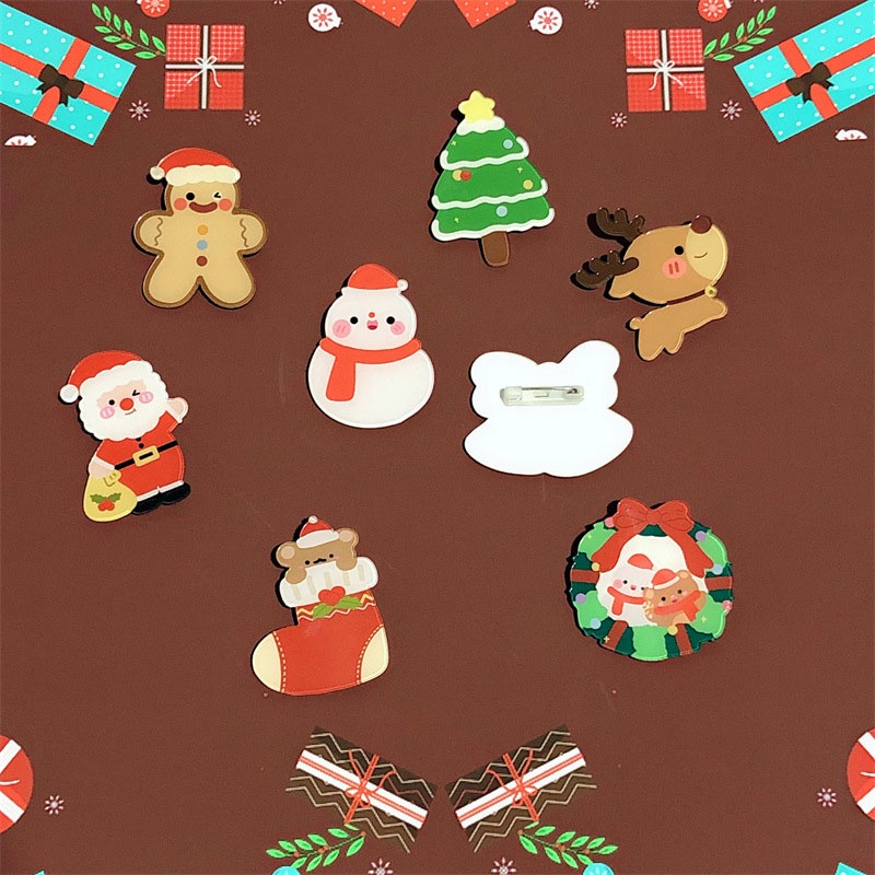 Trâm Cài Áo Hình Ông Già Noel Hoạt Hình Bằng acrylic Dễ Thương Phong Cách Hàn Quốc