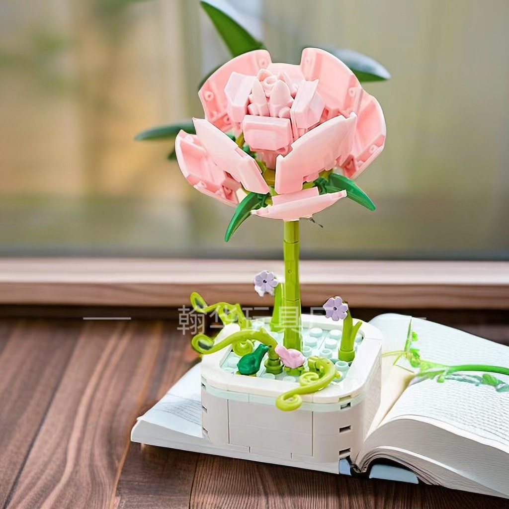 Bộ Đồ Chơi Lắp Ráp Mô Hình Chậu Hoa Hồng Cho Bé Và Người Lớn