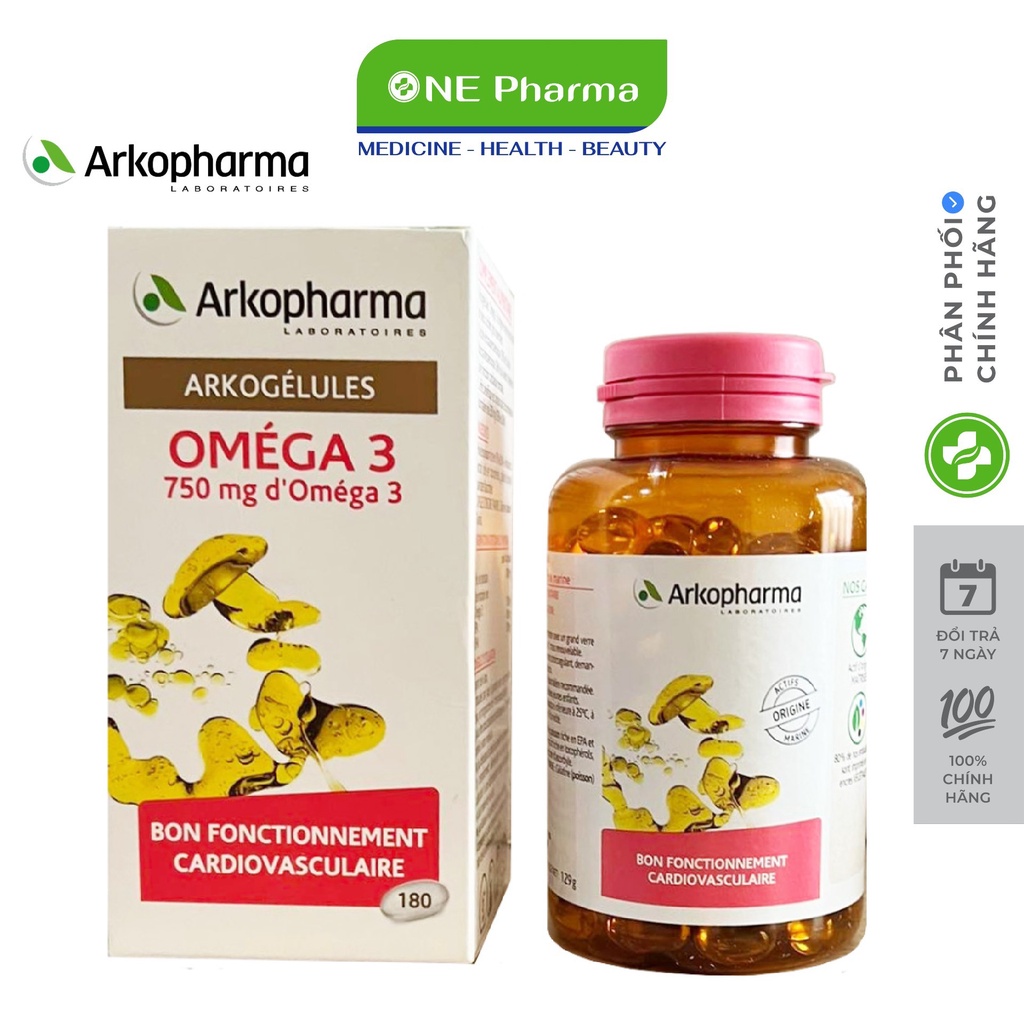 Viên uống hỗ trợ tim mạch từ dầu cá Arkopharma Pharmekal Omega 3 180 Viên