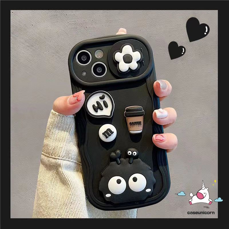Ốp Điện Thoại Hình Búp Bê 3d Màu Đen / Cà Phê Cho iphone 11 14 12 13 pro max 7 8 6 6s plus xr x xs max