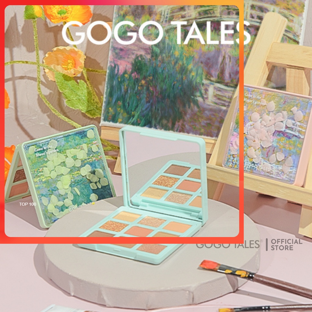 Bảng phấn mắt  gogo tales nội địa trung 9 ô Bảng màu mắt Chamm chống thấm nước lâu trôi Monet Garden GT289 .
