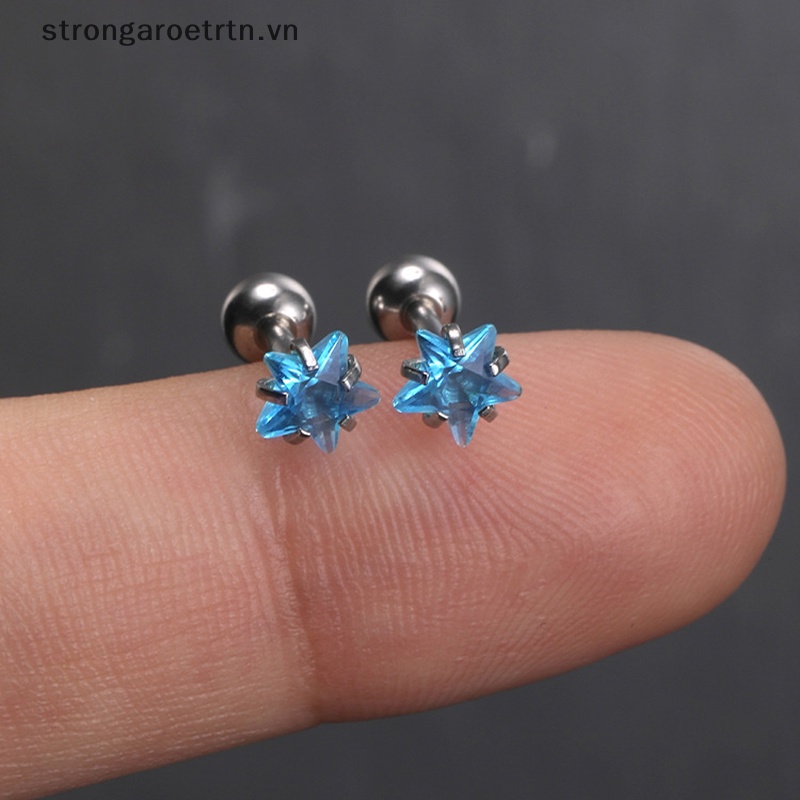 1 Đôi Khuyên Tai Đính Đá zircon Đơn Giản Bằng Thép Không Gỉ Thời Trang Dự Tiệc Cho Nữ
