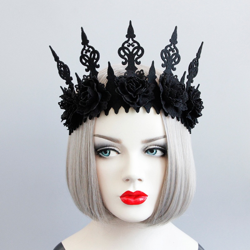 Vòng Hoa Đen Đội Đầu Hóa Trang Phù Thủy Cho Lễ halloween