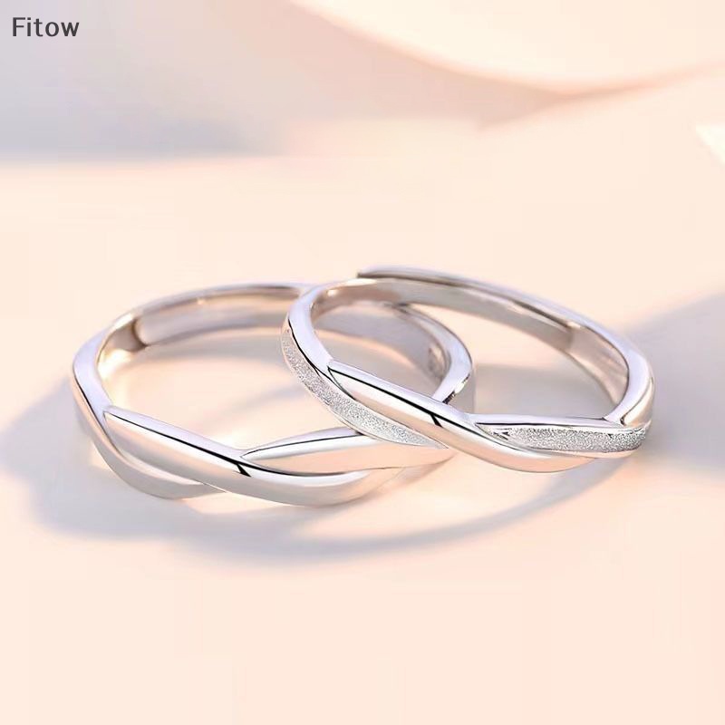 Ftw set Nhẫn Cặp Đôi Màu Bạc Đơn Giản Có Thể Điều Chỉnh Kỷ Niệm Thời Trang Cho Nam Và Nữ fe