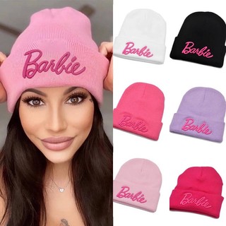 European and American Barbie Letters Knitted Hat Cute Fashion Hat Three-Dimensional Embroidery Woolen Cap Female Ski Cap Autumn and Winter Warm yZkb