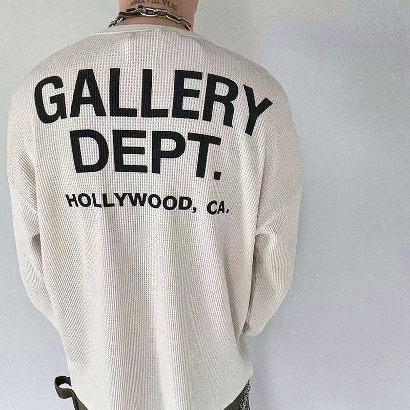 PWMN Gallery Letter Dept slogan printed long sleeve Ouyang Nana High Street fashion retro couple base shirt autumn