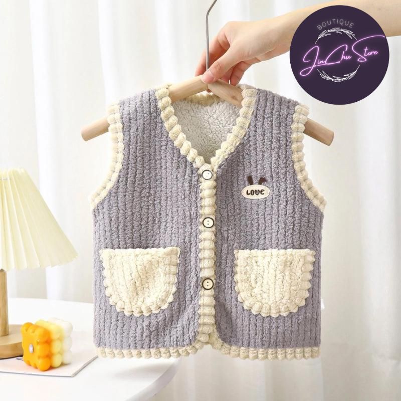 Áo khoác gile lót lông cừu cho bé Size từ 10 -20Kg