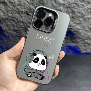 Ốp lưng iphone trau dồi IP 11 12 IP 13 14 15plus 13 14 15 PROMAX Âm nhạc thời trang và dễ thương Hình gấu trúc nhỏ