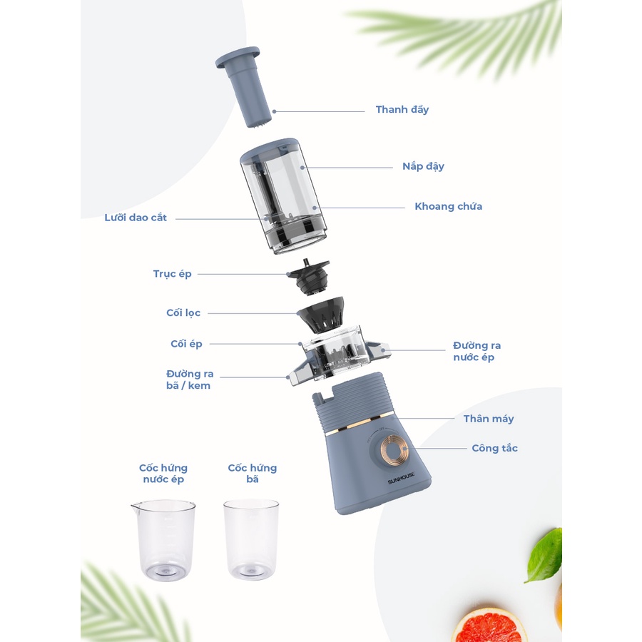 Máy ép chậm Sunhouse SHD5518 - Bảo hành 12 tháng chính hãng