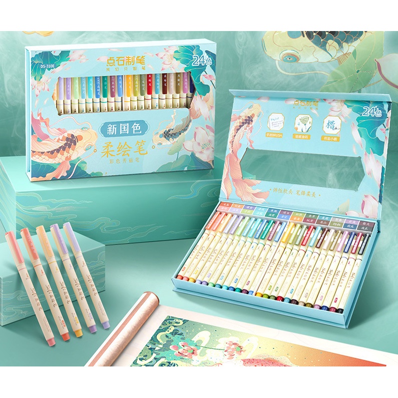 Bộ 24 Bút Brush Soft Viết Thư Pháp Calligraphy/Bullet Journal Ngòi Cao Cấp