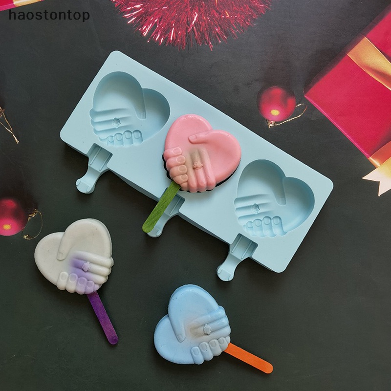 Khuôn Silicon Làm Kem / Sô Cô La / Bánh Kẹo Hình Trái Tim Lắc Tay 3 Ngăn vn