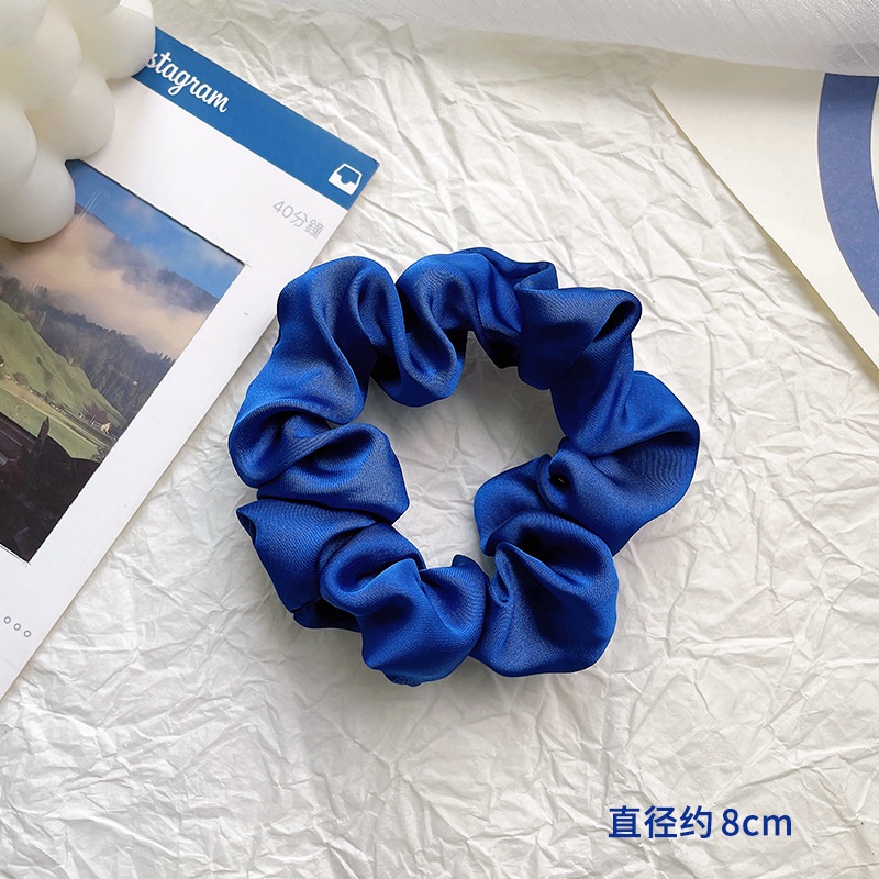 Klein Dây Buộc Tóc Vải satin Bóng Màu Xanh Dương Cỡ Lớn Thời Trang Cho Nữ