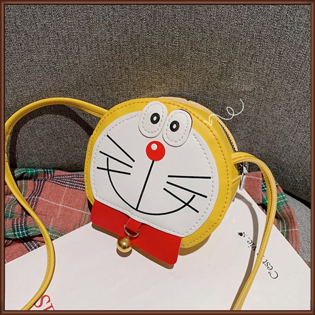 Túi Da pu Đeo Chéo In Hình doraemon Dễ Thương Cho Bé