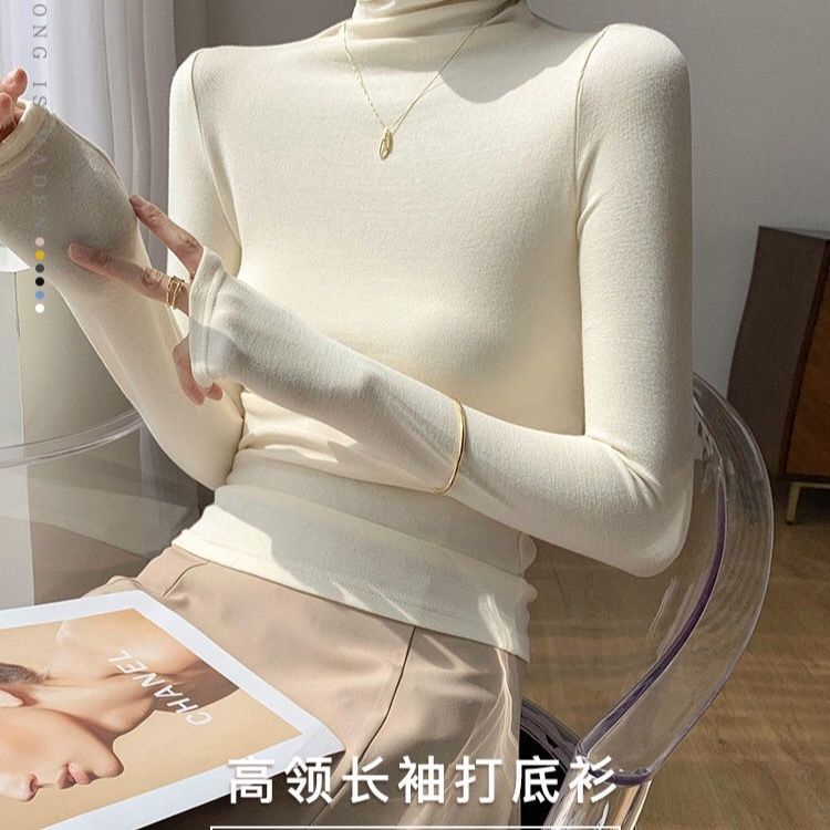 Áo Thun Tay Dài Cổ Cao Ôm Dáng Thời Trang Mùa Thu Cho Nữ