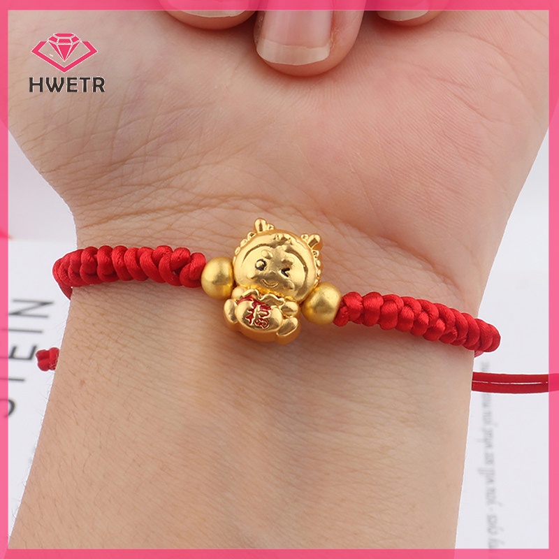 Vòng Tay Dây Đỏ May Mắn Khắc Hình Rồng Năm 2024 Mới