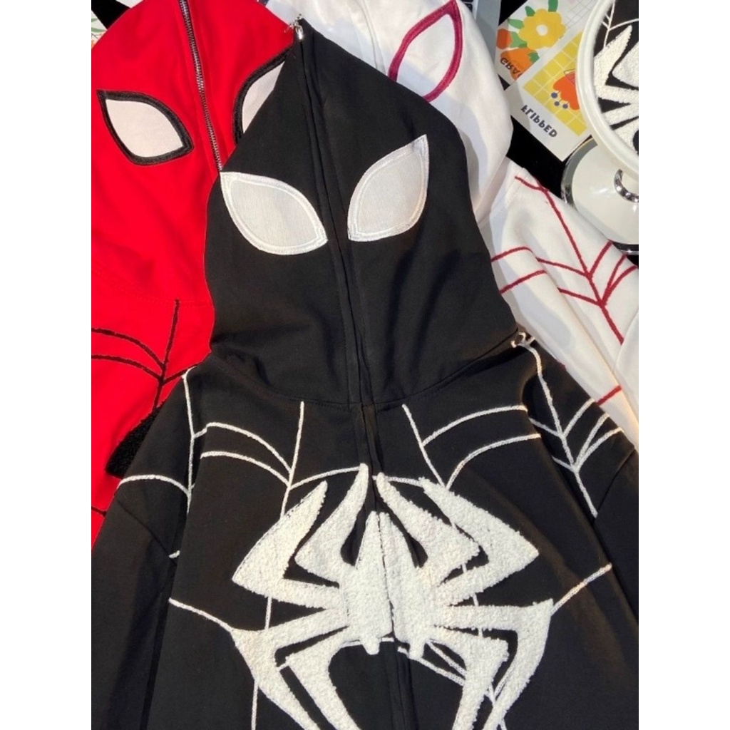 Áo Khoác cardigan Kiểu Dây Kéo Thêu Hình Nhện Phong Cách Cổ Điển Thời Trang Xuân Thu Hàng Mới Dành Cho Cặp Đôi