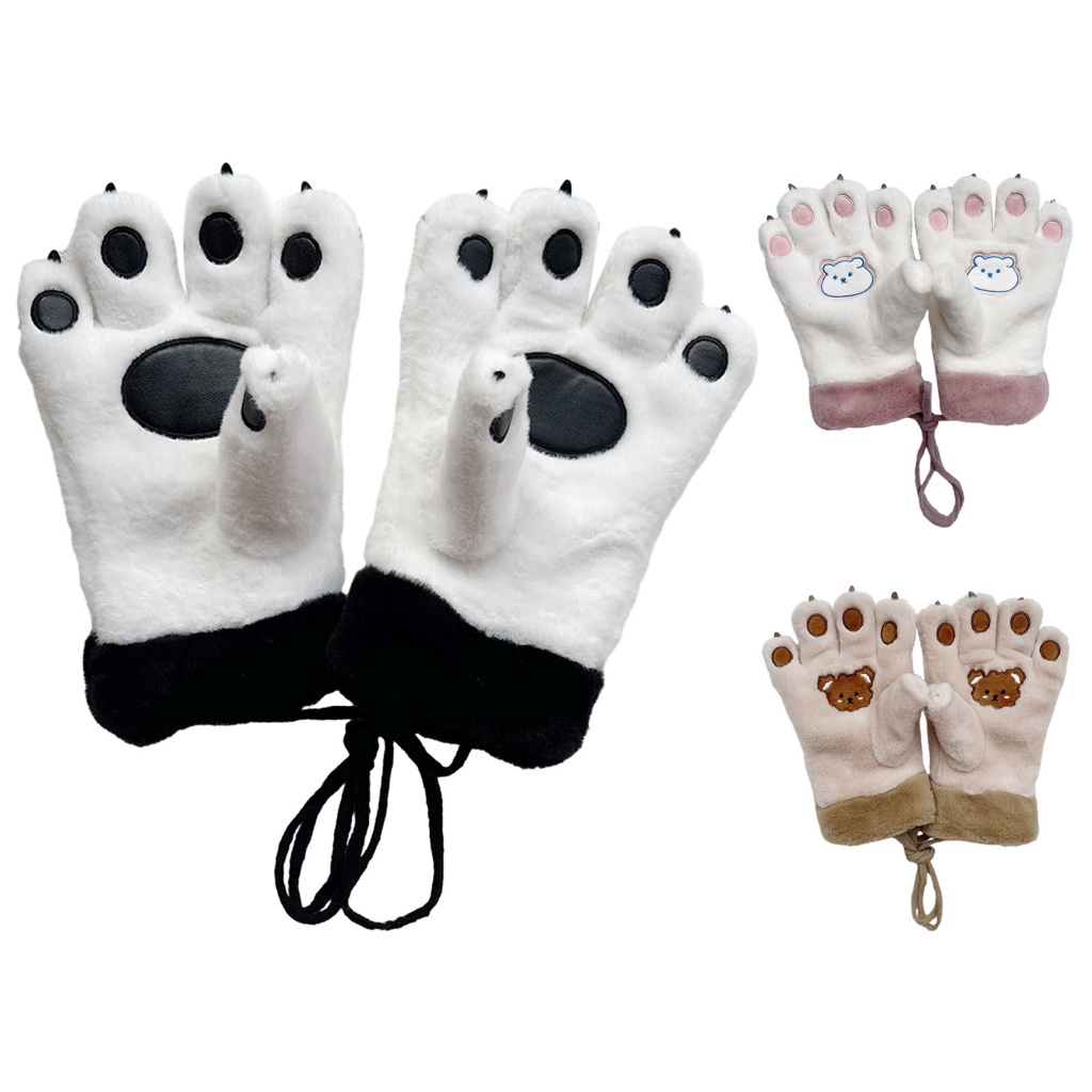 Querenmim.cl Găng Tay Giữ Ấm Mùa Đông Hình Chân Gấu Dễ Thương Thông Dụng Cho Nữ