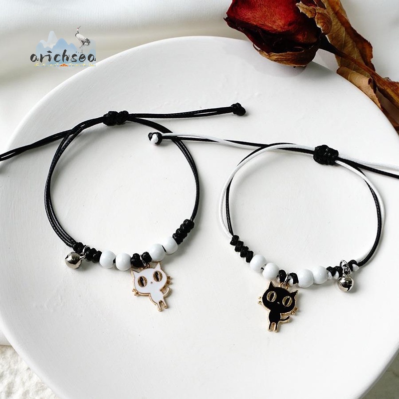 Vòng Tay Mặt Hình Mèo Mắt To Hoạt Hình Màu Trắng Đen Cổ Điển unisex  Mặt Dây Chuyền Trang Sức Quyến Rũ Hàng Bán Chạy
