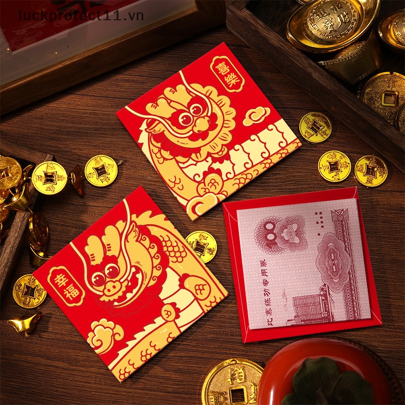 # Cny Trang Trí Mới # 6 Cái Bao Lì Xì Năm Mới 2024 Hình Rồng Đỏ Phong Cách Trung Quốc