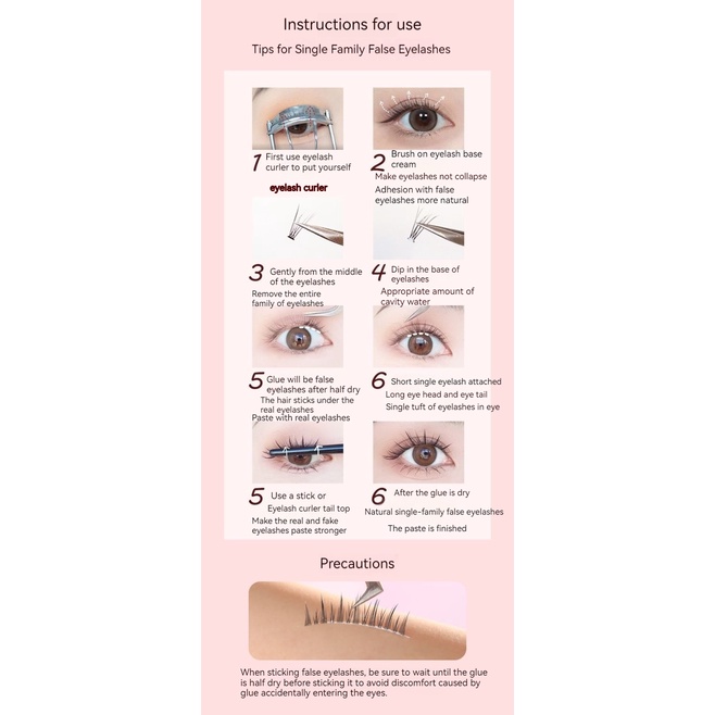 Lishu Women's Love Bean Series 3 False Eyelashes Bookgirl Natural Simulation Trilogy Single Cluster Segmented Self Adhesive False Eyelashes