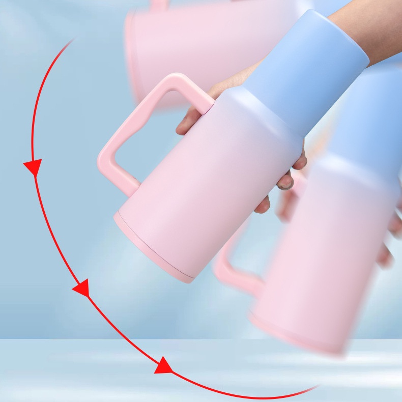 Bình Đựng Nước 1200ml Bằng Thép Không Gỉ Có Tay Cầm Và Ống Hút 40oz