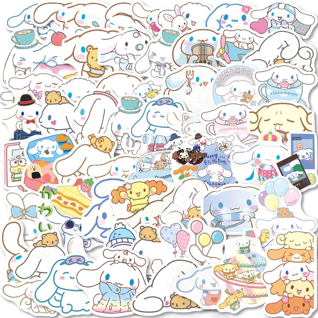 Hộp 60 Miếng Dán Hoạt Hình sanrio kuromi cinnamoroll melody Đáng Yêu