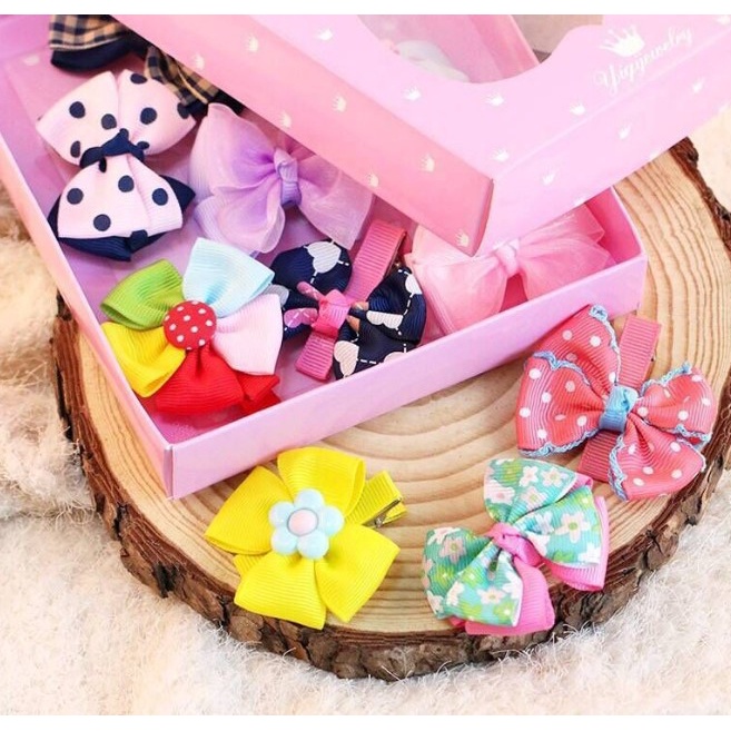 Macaron Kẹp Tóc Nơ Vải Nhiều Màu Đáng Yêu Cho Bé Gái