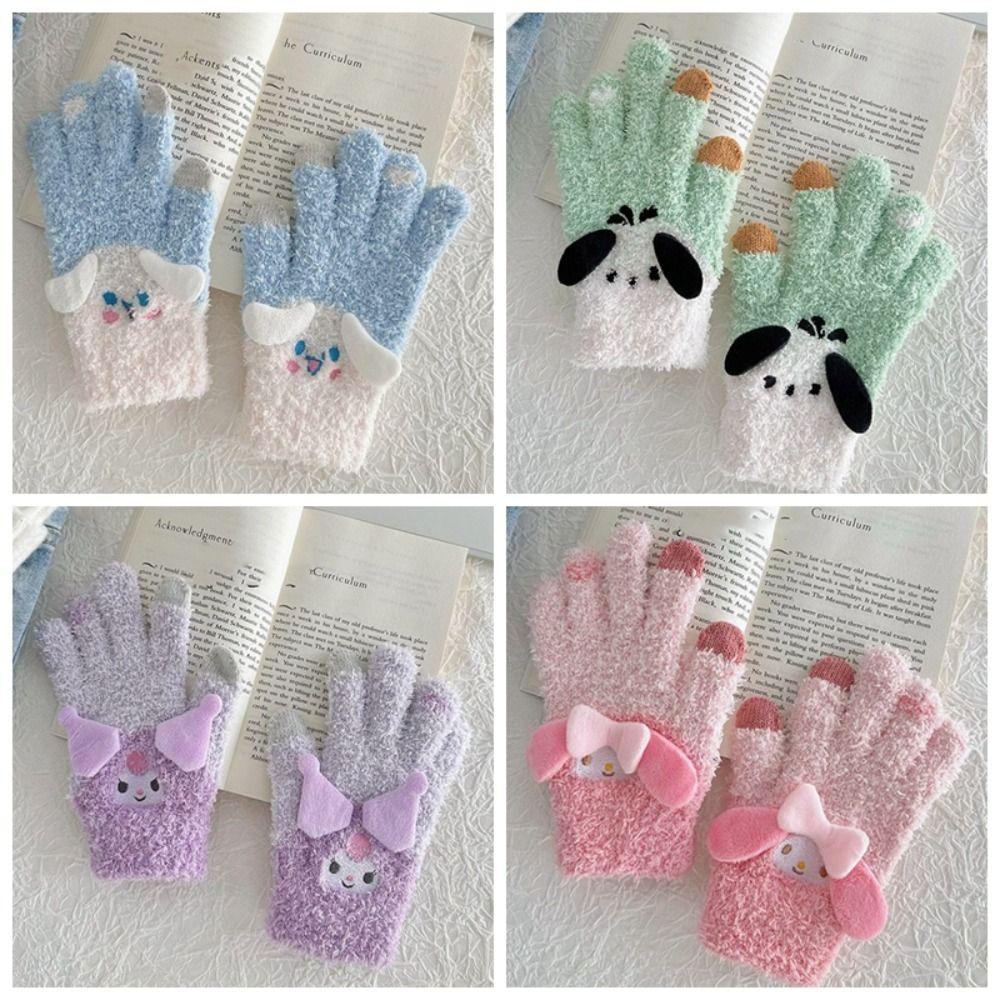 Găng Tay Bông Dày Dặn Ấm Áp Hình kuromi Hoạt Hình melody cinnamoroll Có Thể Chạm Màn Hình Cảm Ứng Thời Trang Mùa Đông Dành Cho Bạn Nữ